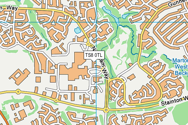 TS8 0TL map - OS VectorMap District (Ordnance Survey)