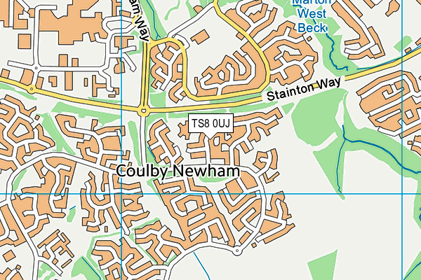 TS8 0UJ map - OS VectorMap District (Ordnance Survey)