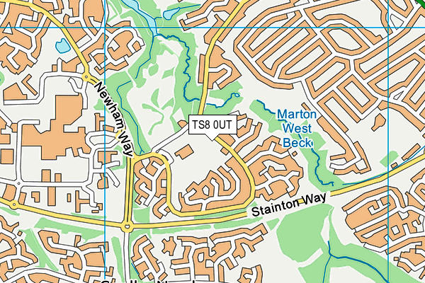 TS8 0UT map - OS VectorMap District (Ordnance Survey)