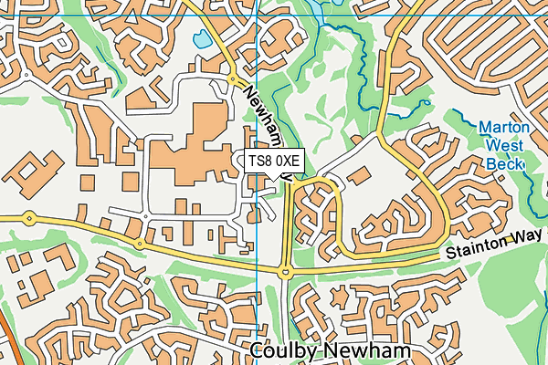TS8 0XE map - OS VectorMap District (Ordnance Survey)
