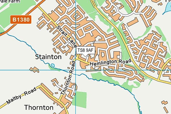 TS8 9AF map - OS VectorMap District (Ordnance Survey)