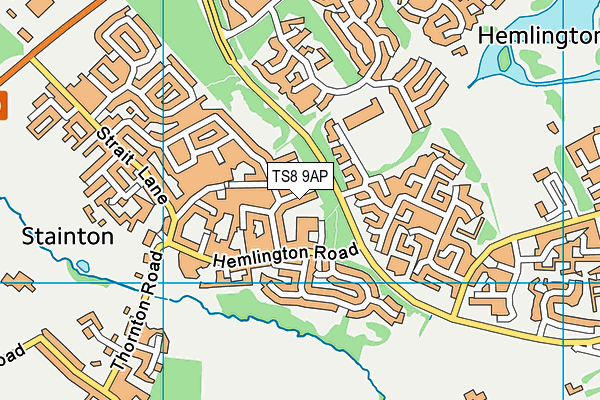 TS8 9AP map - OS VectorMap District (Ordnance Survey)