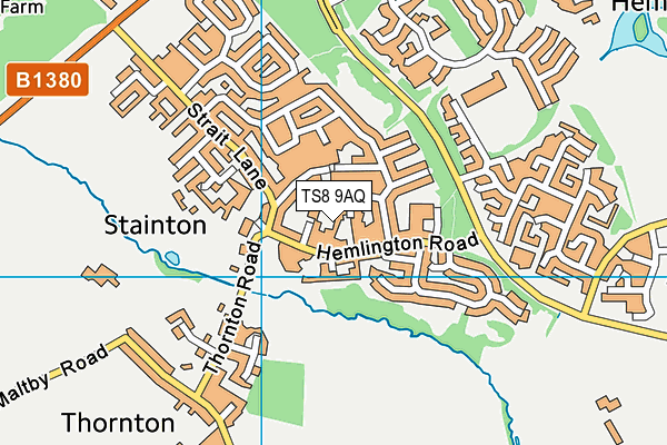 TS8 9AQ map - OS VectorMap District (Ordnance Survey)