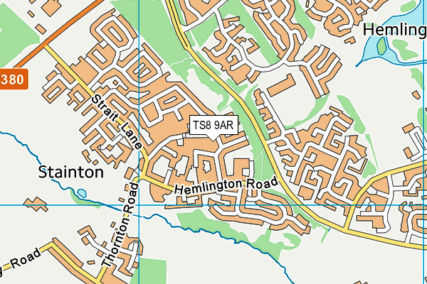 TS8 9AR map - OS VectorMap District (Ordnance Survey)