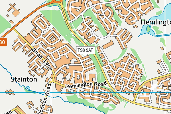 TS8 9AT map - OS VectorMap District (Ordnance Survey)