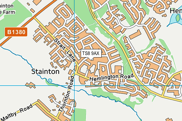 TS8 9AX map - OS VectorMap District (Ordnance Survey)