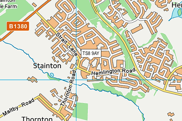 TS8 9AY map - OS VectorMap District (Ordnance Survey)