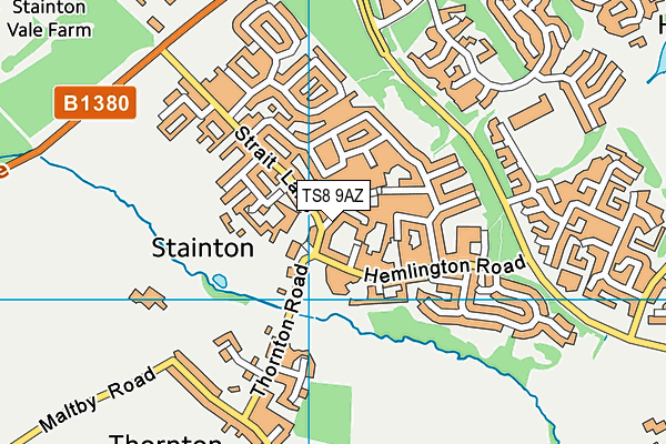 TS8 9AZ map - OS VectorMap District (Ordnance Survey)