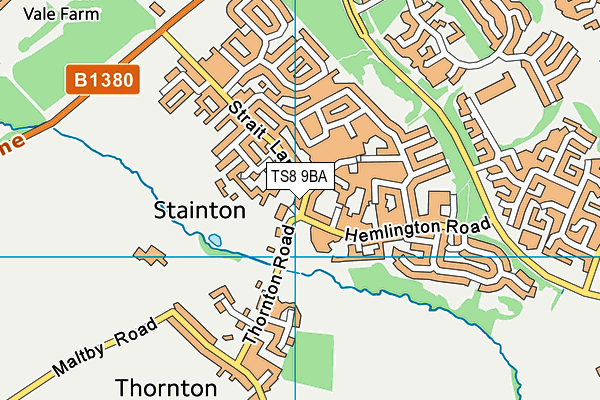 TS8 9BA map - OS VectorMap District (Ordnance Survey)