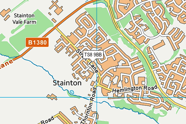 TS8 9BB map - OS VectorMap District (Ordnance Survey)