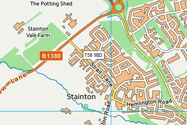 TS8 9BD map - OS VectorMap District (Ordnance Survey)