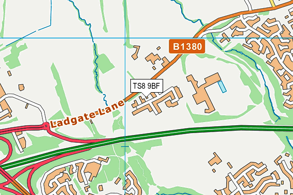 TS8 9BF map - OS VectorMap District (Ordnance Survey)