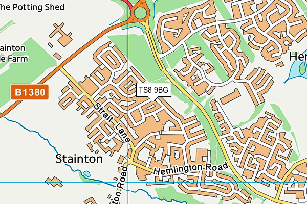 TS8 9BG map - OS VectorMap District (Ordnance Survey)