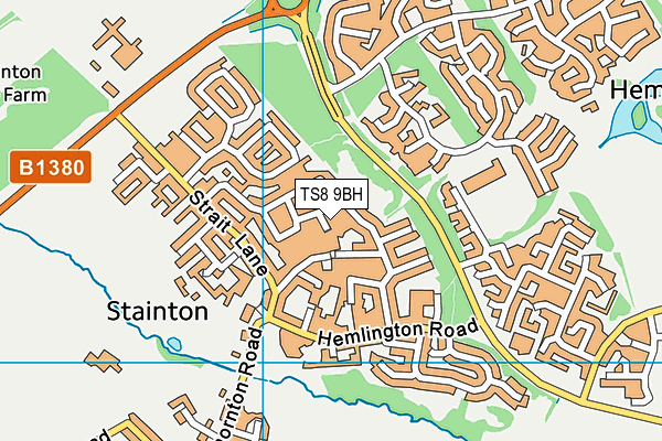 TS8 9BH map - OS VectorMap District (Ordnance Survey)