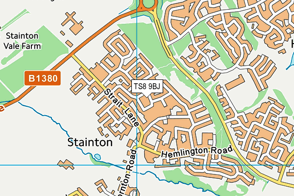 TS8 9BJ map - OS VectorMap District (Ordnance Survey)