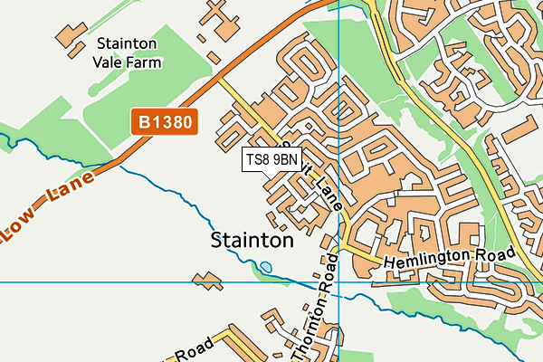 TS8 9BN map - OS VectorMap District (Ordnance Survey)