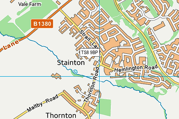 TS8 9BP map - OS VectorMap District (Ordnance Survey)