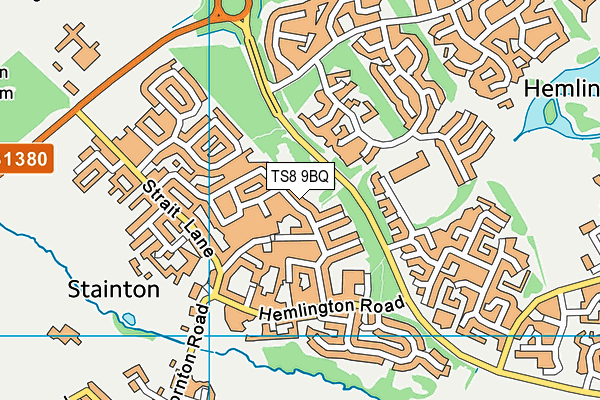 TS8 9BQ map - OS VectorMap District (Ordnance Survey)