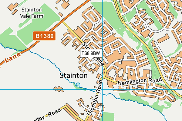 TS8 9BW map - OS VectorMap District (Ordnance Survey)