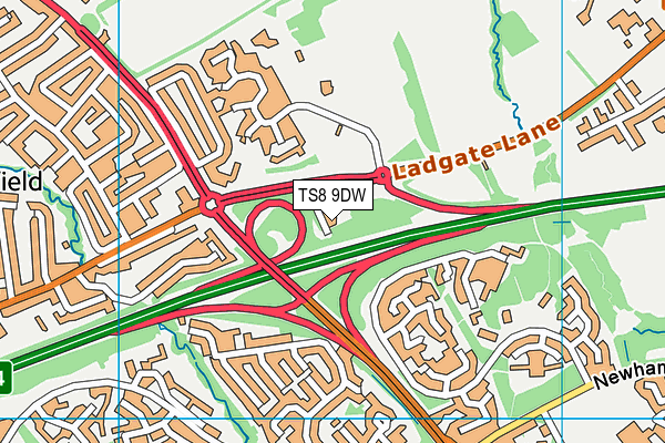 TS8 9DW map - OS VectorMap District (Ordnance Survey)