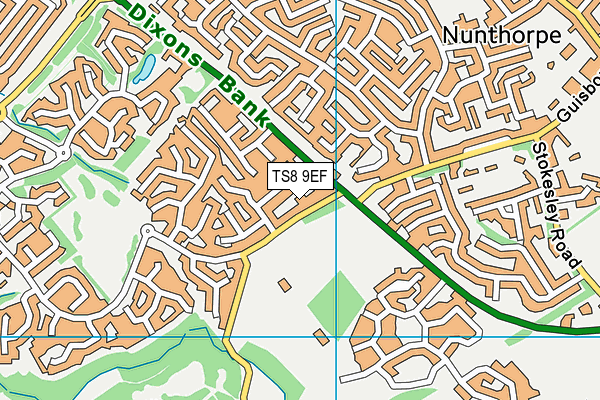 TS8 9EF map - OS VectorMap District (Ordnance Survey)