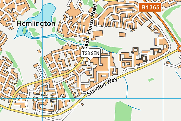 TS8 9EN map - OS VectorMap District (Ordnance Survey)