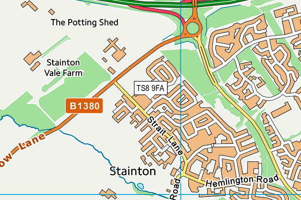 TS8 9FA map - OS VectorMap District (Ordnance Survey)