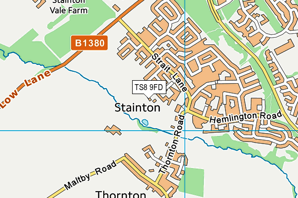 TS8 9FD map - OS VectorMap District (Ordnance Survey)