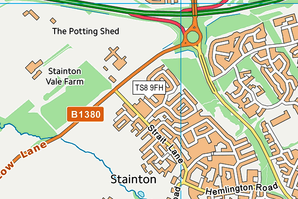 TS8 9FH map - OS VectorMap District (Ordnance Survey)