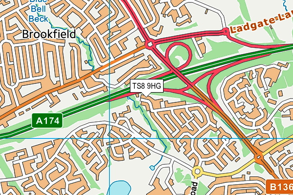 TS8 9HG map - OS VectorMap District (Ordnance Survey)