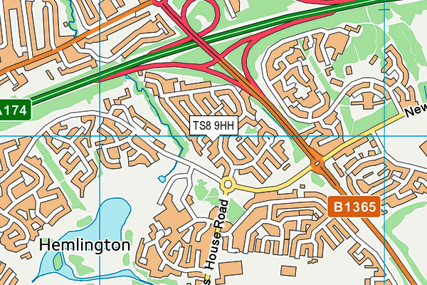 TS8 9HH map - OS VectorMap District (Ordnance Survey)