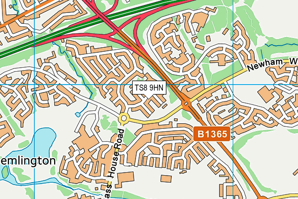 TS8 9HN map - OS VectorMap District (Ordnance Survey)