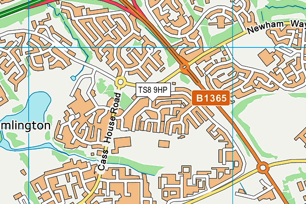 TS8 9HP map - OS VectorMap District (Ordnance Survey)
