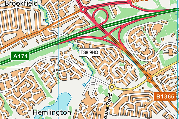 TS8 9HQ map - OS VectorMap District (Ordnance Survey)