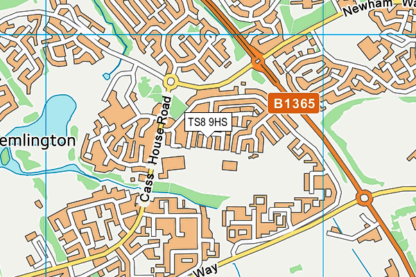 TS8 9HS map - OS VectorMap District (Ordnance Survey)