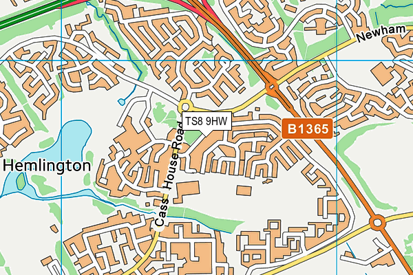 TS8 9HW map - OS VectorMap District (Ordnance Survey)