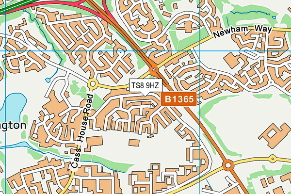 TS8 9HZ map - OS VectorMap District (Ordnance Survey)