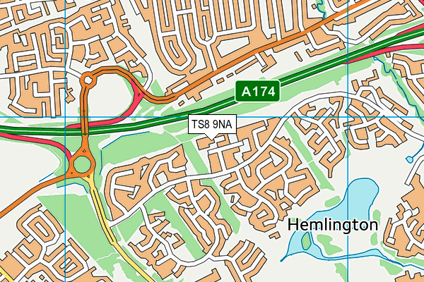 TS8 9NA map - OS VectorMap District (Ordnance Survey)