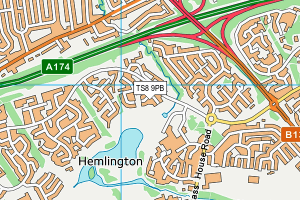 TS8 9PB map - OS VectorMap District (Ordnance Survey)