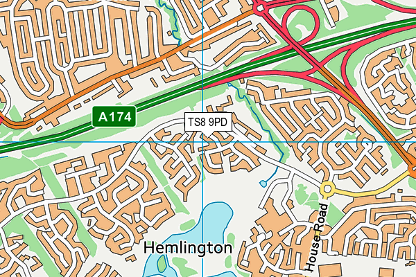 TS8 9PD map - OS VectorMap District (Ordnance Survey)