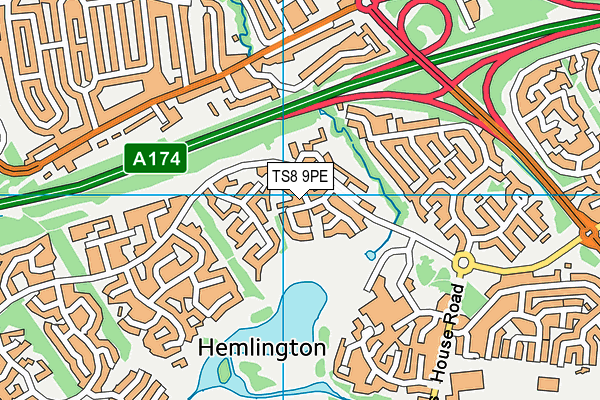 TS8 9PE map - OS VectorMap District (Ordnance Survey)