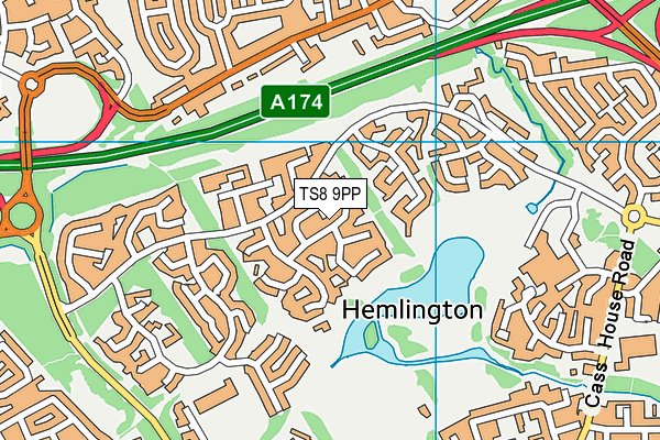 TS8 9PP map - OS VectorMap District (Ordnance Survey)