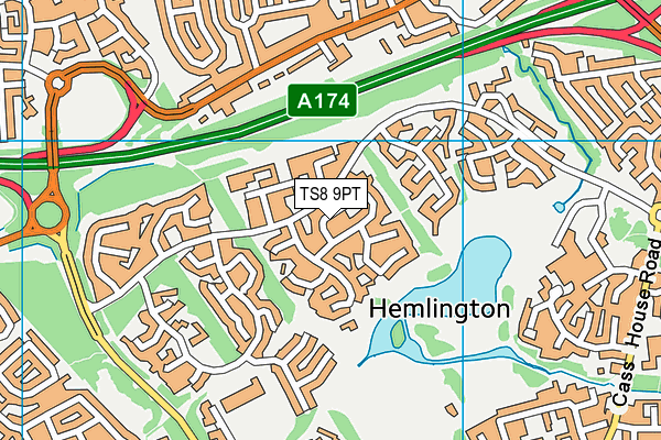 TS8 9PT map - OS VectorMap District (Ordnance Survey)