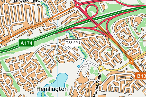 TS8 9PU map - OS VectorMap District (Ordnance Survey)