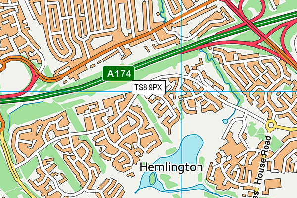 TS8 9PX map - OS VectorMap District (Ordnance Survey)