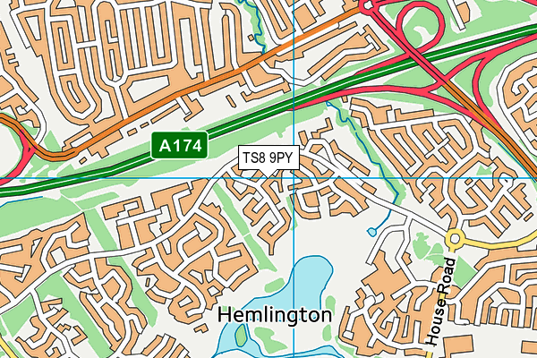 TS8 9PY map - OS VectorMap District (Ordnance Survey)