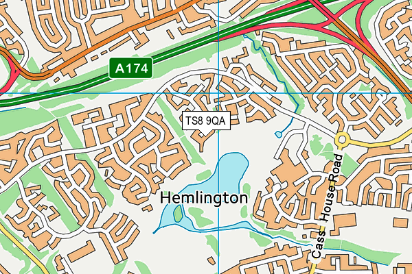 TS8 9QA map - OS VectorMap District (Ordnance Survey)