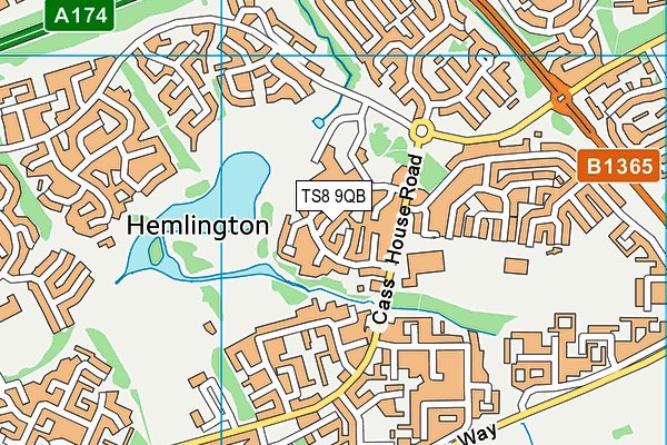 TS8 9QB map - OS VectorMap District (Ordnance Survey)