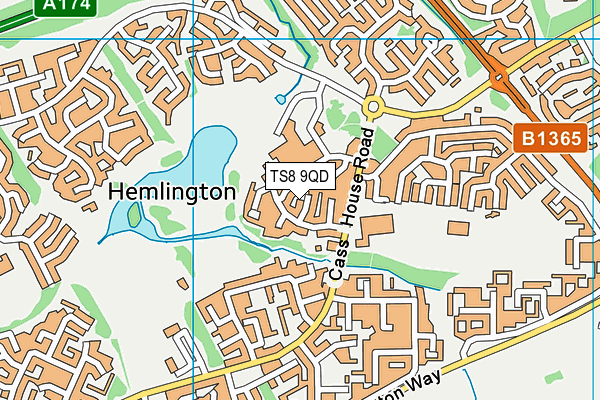 TS8 9QD map - OS VectorMap District (Ordnance Survey)