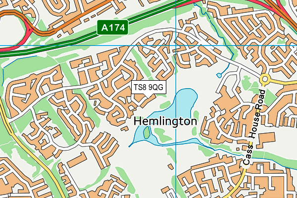 TS8 9QG map - OS VectorMap District (Ordnance Survey)